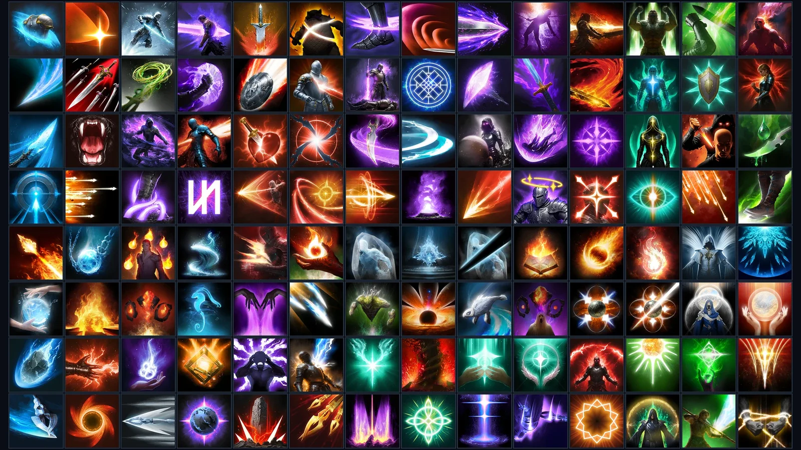 Skill icons of eight classes